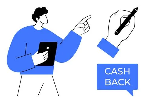 Cashback programs, digital payments, online shopping, financial technology, e Stock Illustration