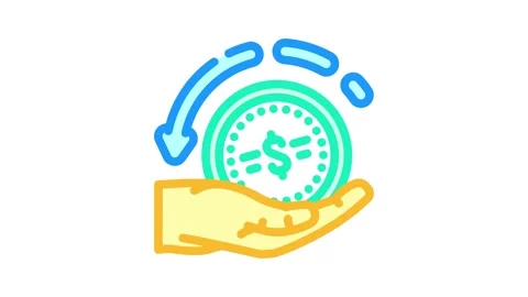 Cashback reward affiliate program color icon animation Video stock 327256967