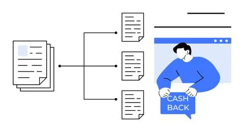 Cashback Reward Documentation Process with Organized Workflow Illustrazione stock