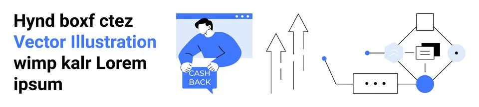 Cashback Reward System Concept with Data Flow and User Interface Elements Stock Illustration