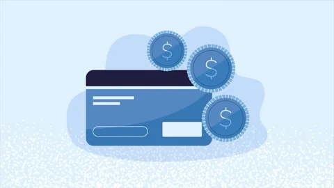 Cashback rewards program with credit card and coins motion graphic showing .. Stock Footage 333721788