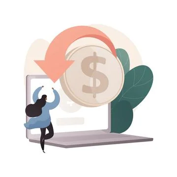 Cashback service abstract concept vector illustration. Illustrazione stock