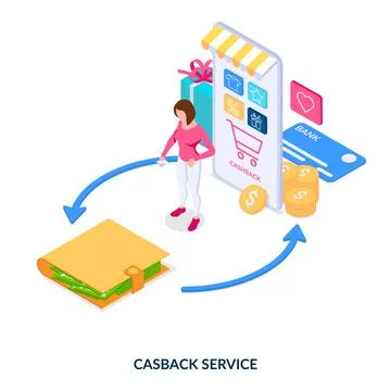 Cashback service concept.  Stock Illustration