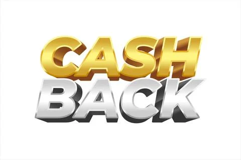Cashback vector text label with gold and silver lettering promoting savings.. Stock Illustration