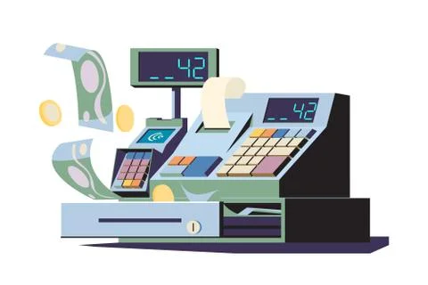 Cashbox with touch screen and payment terminal Stock-Illustration
