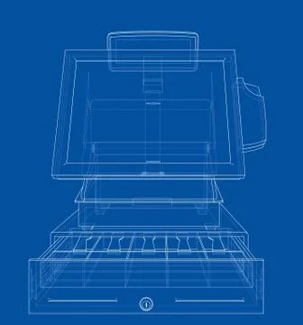 Cashbox with touch screen concept. Vector 库存插图