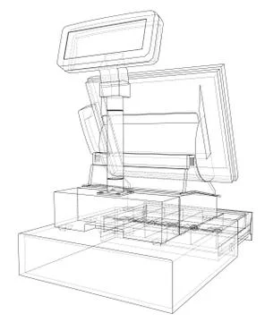 Cashbox with touch screen concept. Vector イラスト素材