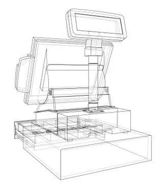 Cashbox with touch screen concept. Vector Stockillustratie