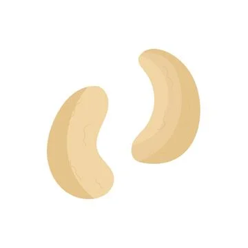 Cashew element isolated on white. Nuts in cartoon style print Stock Illustration