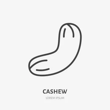 Cashew flat line icon. Vector thin sign of nut, healthy food outline Illustrazione stock