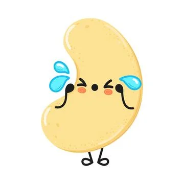 Cashew nut character crying experiencing sadness Illustrazione stock