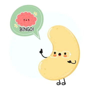 Cashew nut character getting bingo idea Stock Illustration