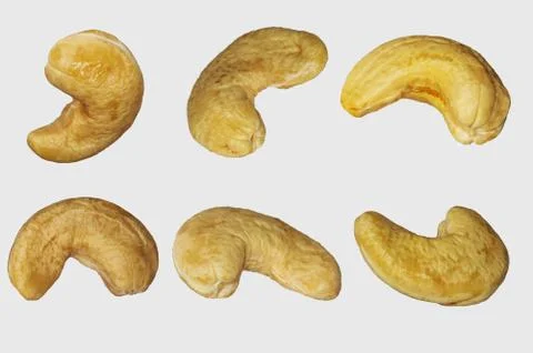 Cashew nut close-up on white background Stock Photos