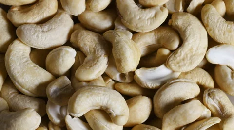 Cashew nut kernels, overhead rotation Stock Footage 61692434