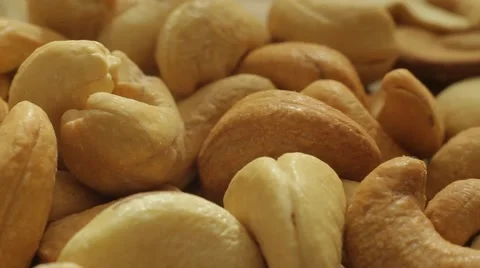 Cashew nuts background close-up slow panorama. Macro. Dolly shot. Stock Footage 62449852