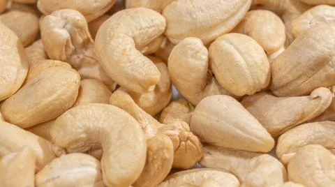 Cashew nuts background. Selective focus Stock Photos