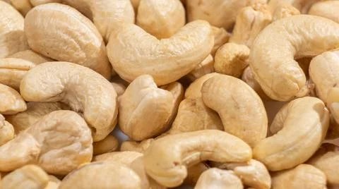 Cashew nuts background. Selective focus Stock Photos