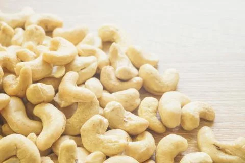 Cashew nuts closeup side-view Stock Photos