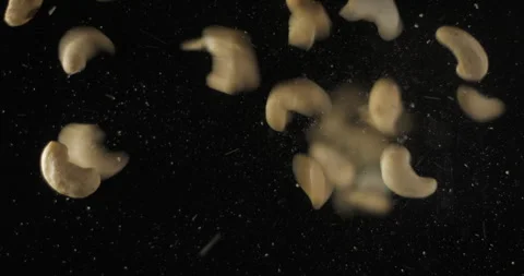 Cashew nuts falling from below, slowmotion low angle 4K pro res Stock-Footage 275897593