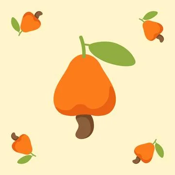 Cashew nuts fruit seamless for pattern fabric, simple cashew nuts fruit cut.. Stock Illustration