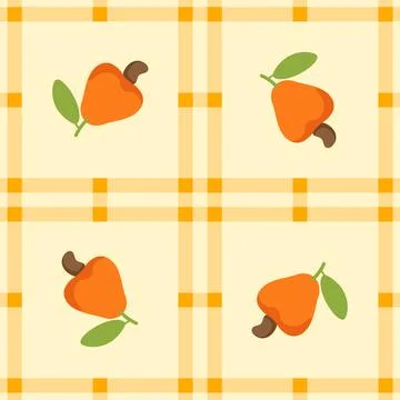 Cashew nuts fruit seamless for pattern fabric, simple cashew nuts fruit cut.. Stock Illustration