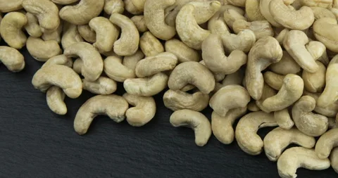 Cashew nuts. Horizontal and smooth movement of the motorized slider Stock Footage 108386875