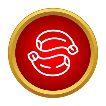Cashew nuts outline icon in a red and gold circle Stock Illustration