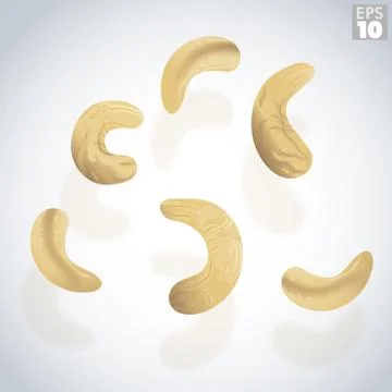 Cashew Nuts Reflective Surface Stock-Illustration