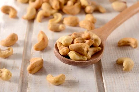 Cashew nuts on the table Stock Photos