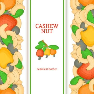 Cashew nuts vertical seamless border. Vector illustration Stock Illustration