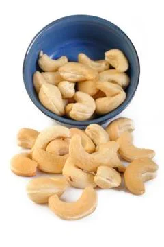 Cashew nuts on white background Stock Photos