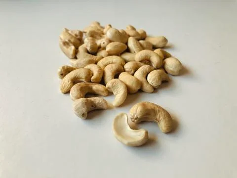 Cashew nuts on white background Stock Photos