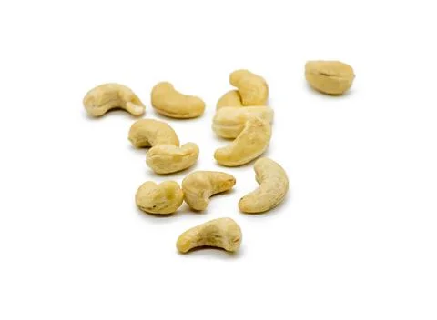 Cashew nuts on white background Stock Photos