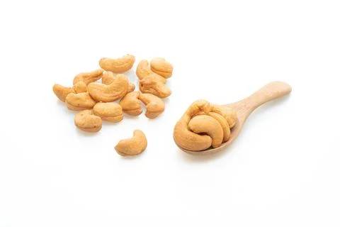Cashew nuts on white background Stock Photos