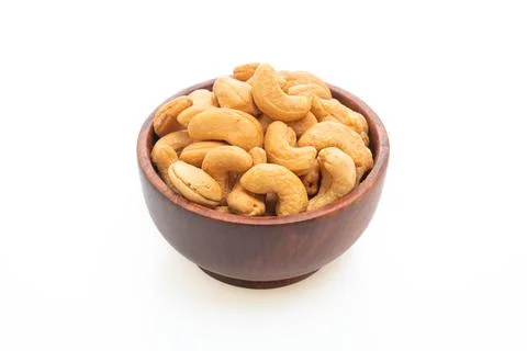 Cashew nuts on white background Stock Photos