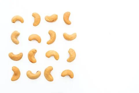 Cashew nuts on white background Stock Photos