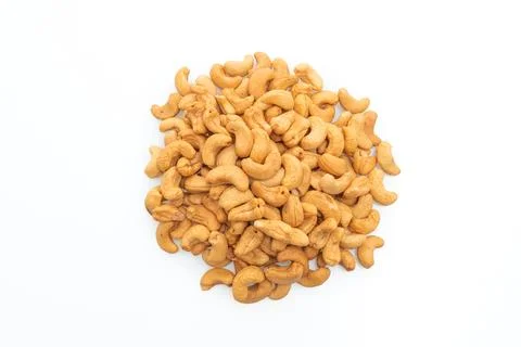 Cashew nuts on white background Stock Photos