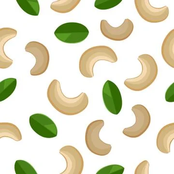 Cashew Seamless Pattern Vector in Flat Design Stock Illustration