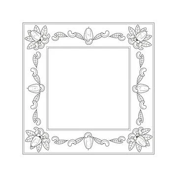Cashew square decorative frame vector Stock Illustration