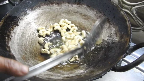 Cashews Deep Frying Stock Footage 194445986