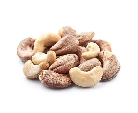 Cashews nuts on white backgrounds Stock Photos
