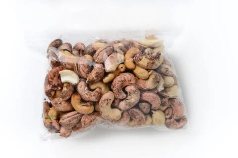 Cashews on white background Stock Photos