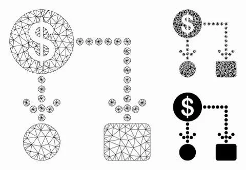 Cashflow Vector Mesh Wire Frame Model and Triangle Mosaic Icon Illustrazione stock