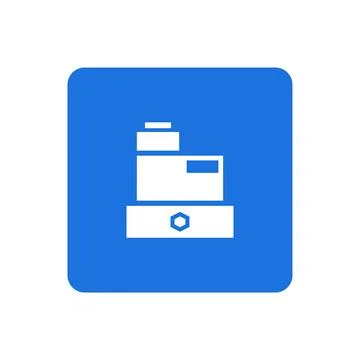 Cashier application icon on blue background. Flat design style icon. Stock Illustration