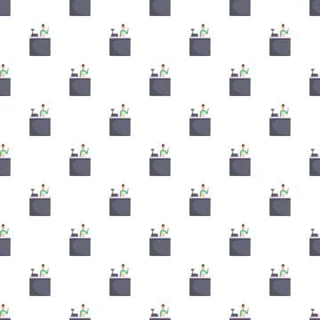 Cashier at counter seamless pattern retail background Illustrazione stock