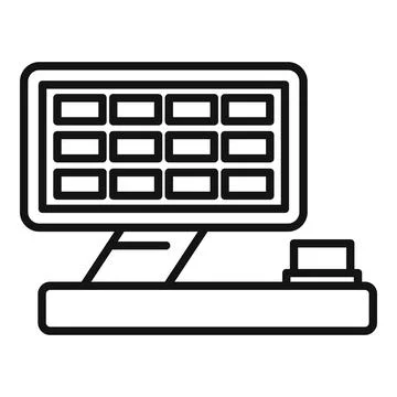 Cashier entering code on cash register touchscreen displaying total price Stock-Illustration
