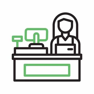 Cashier icon vector image. Illustrazione stock