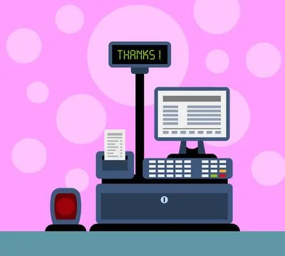 Cashier modern device concept background, flat style Stock Illustration