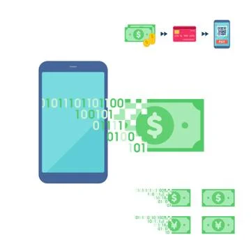 Cashless flat convert into e-money Stock Illustration