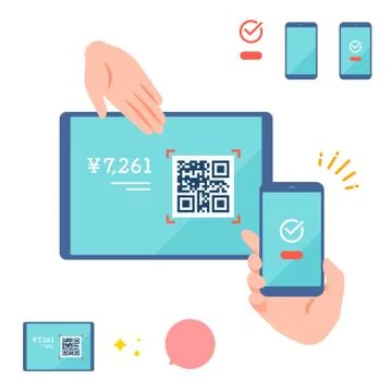 Cashless flat tablet QR payment Stock-Illustration
